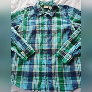 CARIBBEAN JOE Ladies Lightweight Button Up Blouse. Size Large Long Adj. Sleeves